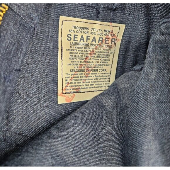 VTG Deadstock Seafarer Denim Utility Trousers Jeans Mens 32x32 Dungarees USA - Picture 8 of 11